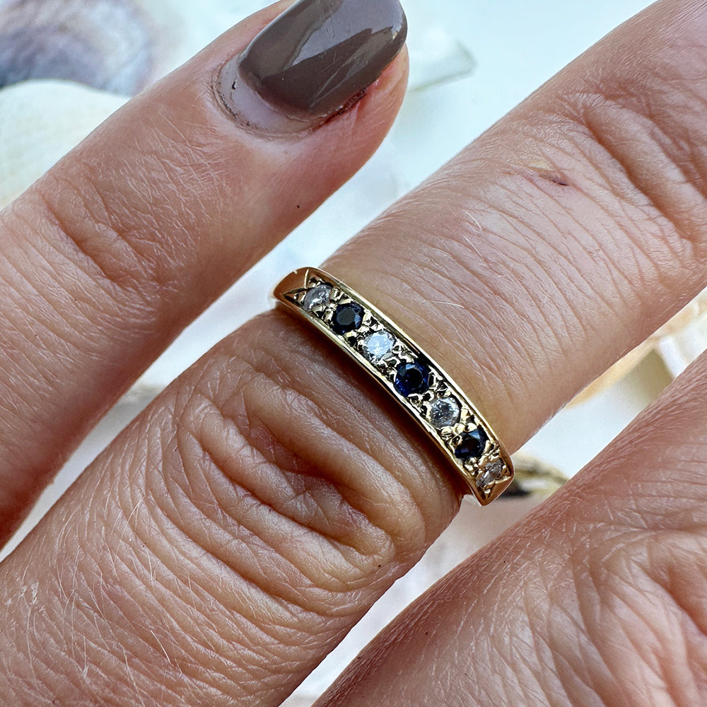 Antique Sapphire Eternity Band Gold Vintage Sapphire Eternity Ring