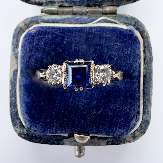 1963 Vintage Sapphire & Diamond Trilogy Ring