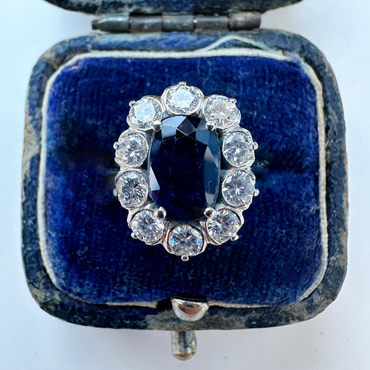 Vintage Sapphire & Diamond Cluster