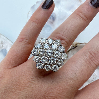 Vintage 3.8ct Diamond Cluster Ring