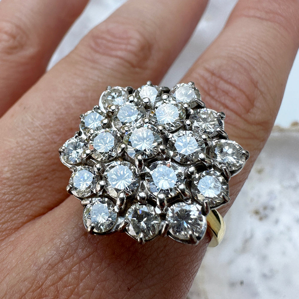 Vintage 3.8ct Diamond Cluster Ring