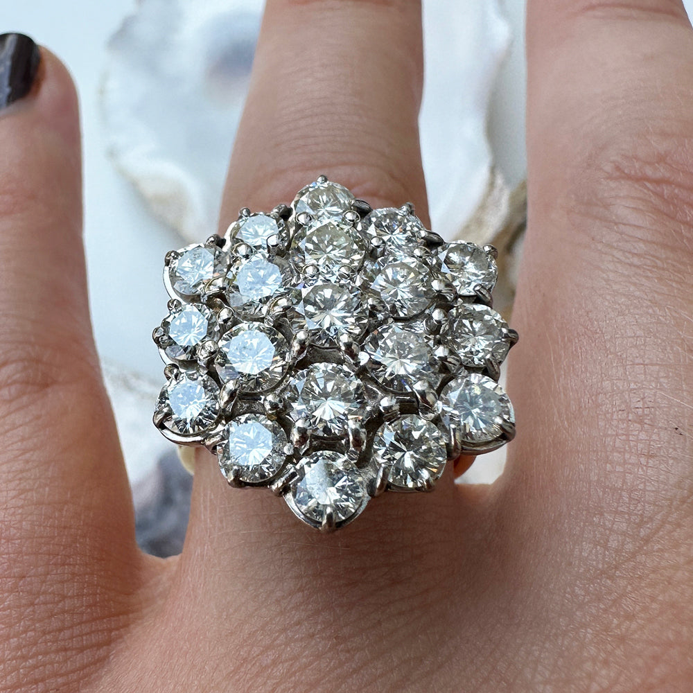 Vintage 3.8ct Diamond Cluster Ring