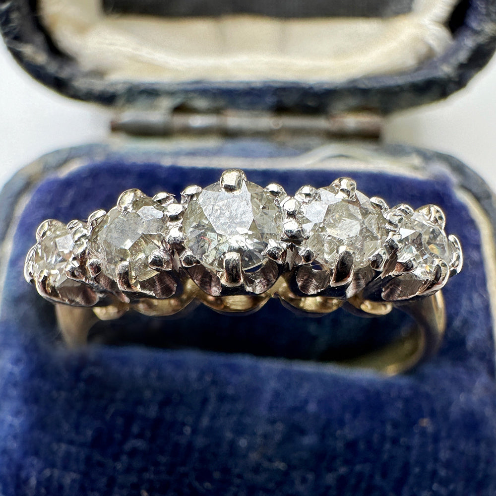 Antique Old European Cut Diamond Five Stone Ring