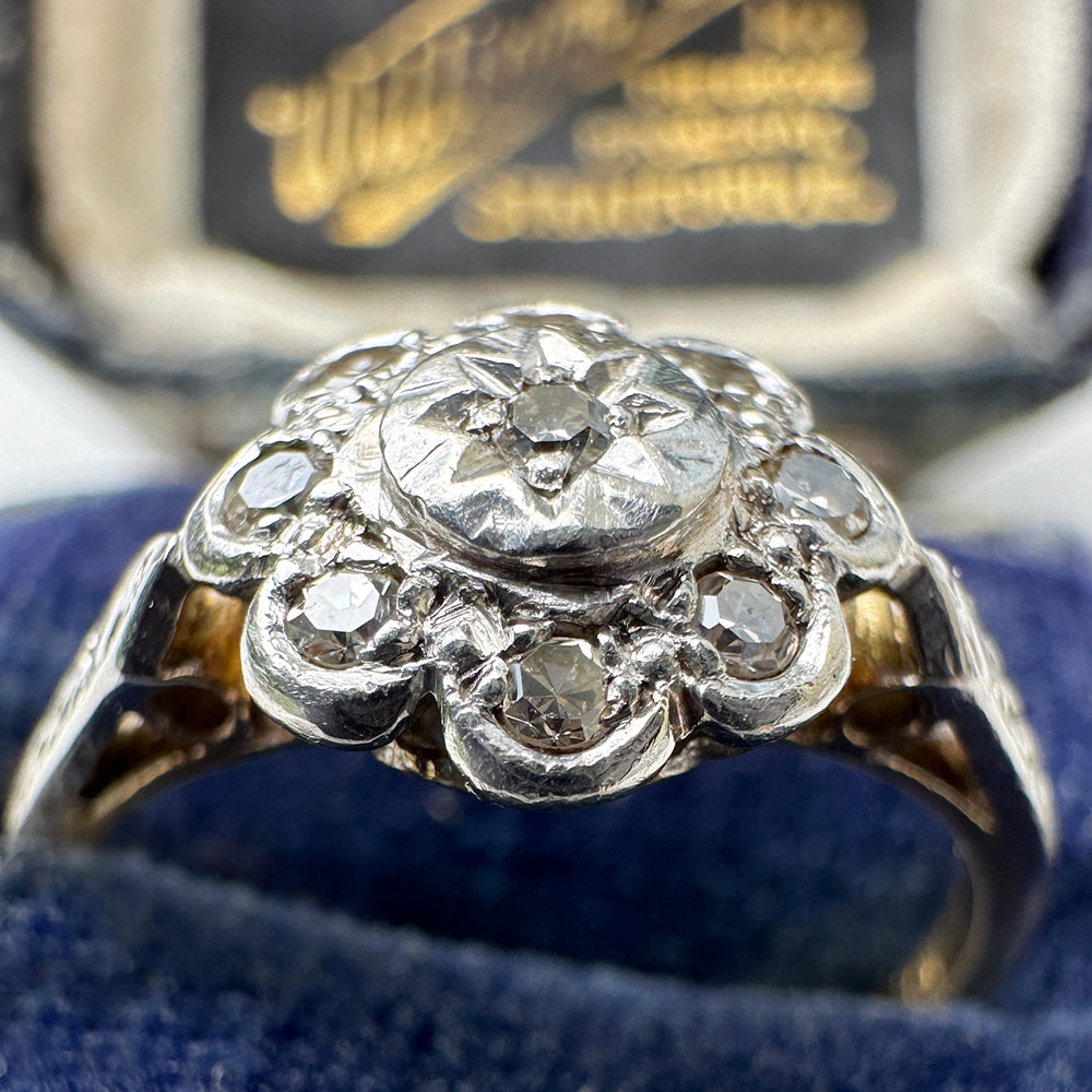 Antique 1960s Diamond Cluster Ring 1960's Diamond Cluster Ring For