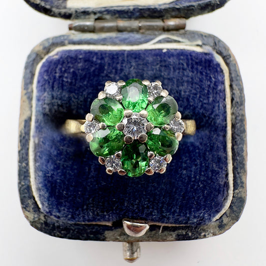 Vintage Emerald & Diamond Daisy Cluster Ring