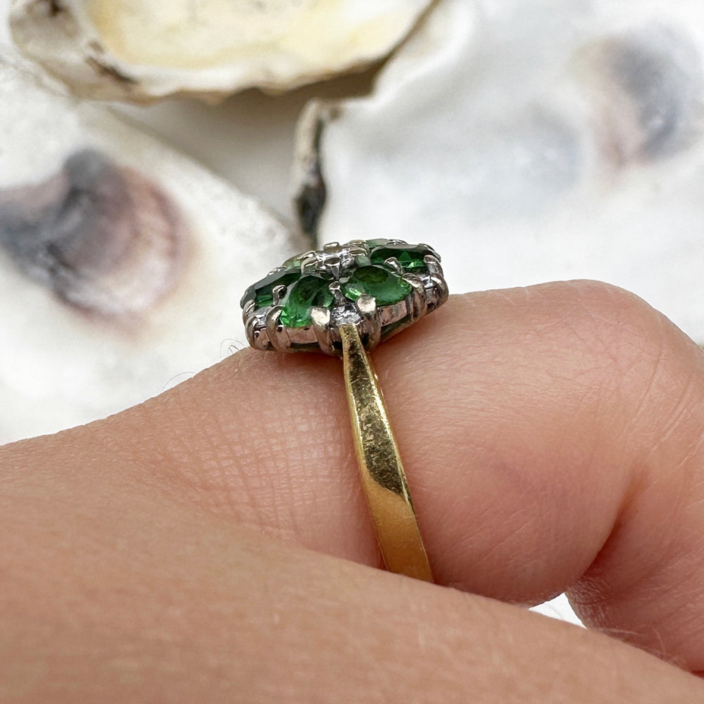 Vintage emerald hot sale engagement ring