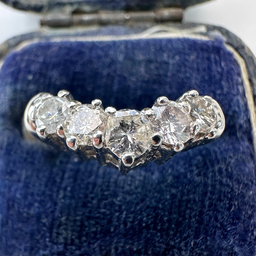 Vintage Platinum Diamond Wishbone Ring