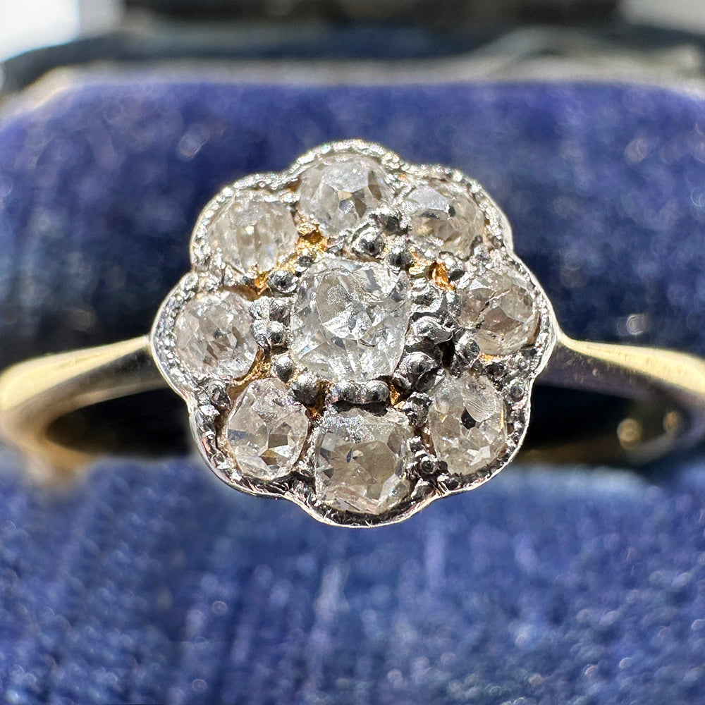 Antique diamond deals daisy cluster ring