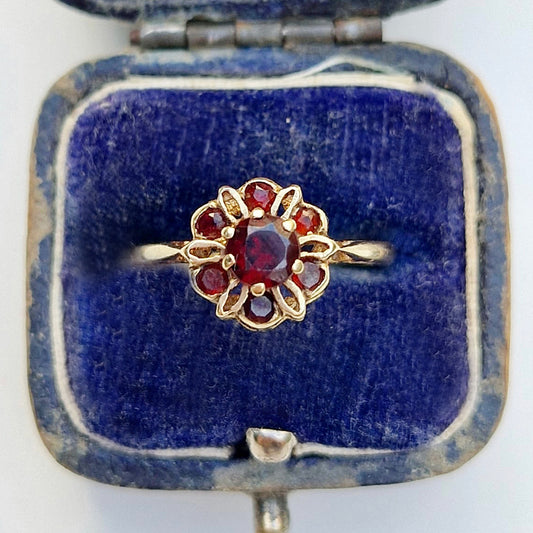 Vintage Garnet Cluster Ring