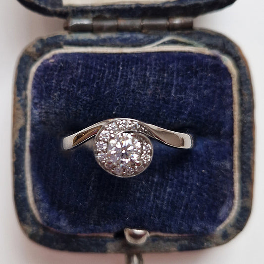 Vintage Swirl Diamond Solitaire Ring
