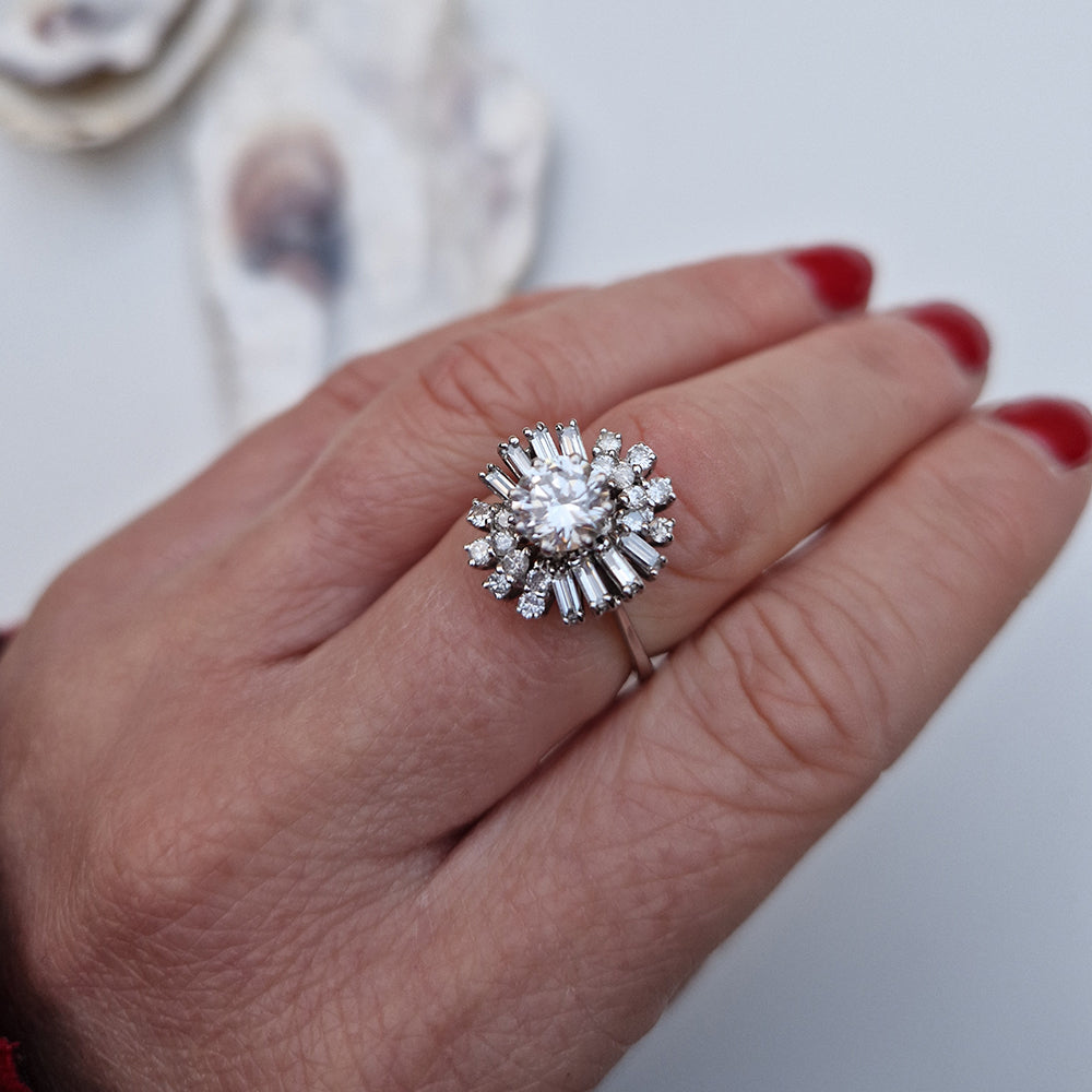 Vintage Multi-Cut Diamond Cluster Ring