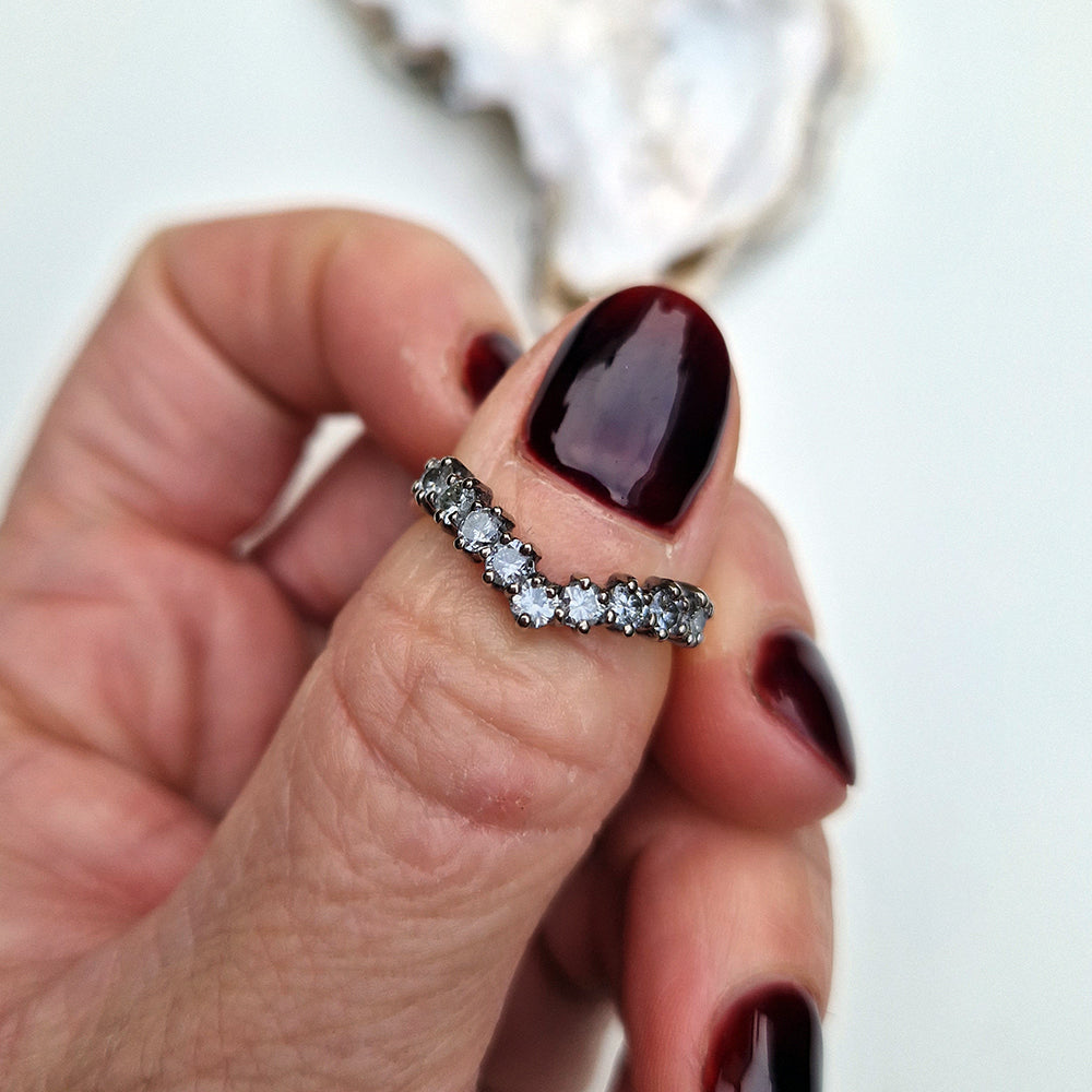 EMELY – Blue Sapphire & Diamond Wishbone Ring | | Arah James