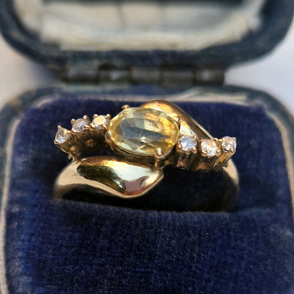 Vintage Yellow Sapphire & Diamond Twist Dress Ring