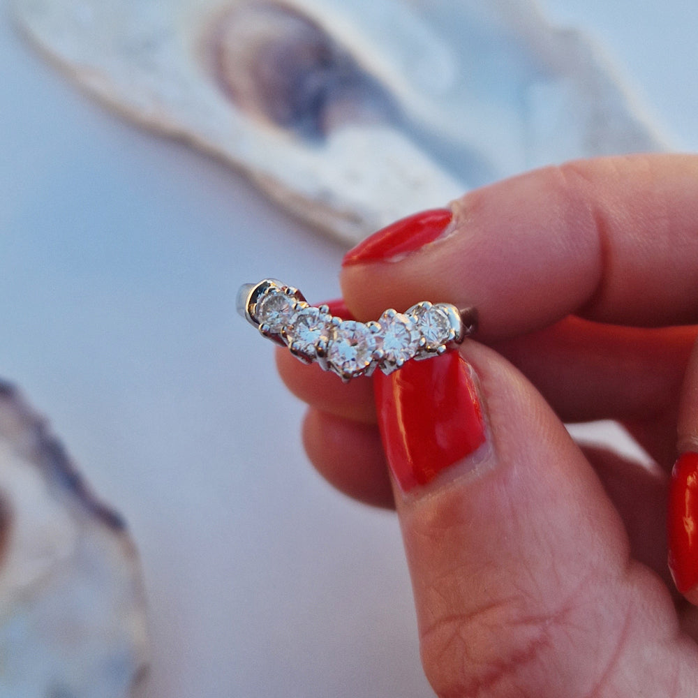 Vintage Platinum Diamond Wishbone Ring