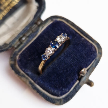 Vintage Sapphire & Diamond Five Stone Ring