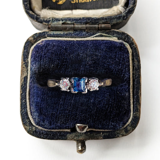 1976 Vintage Sapphire & Diamond Trilogy Ring