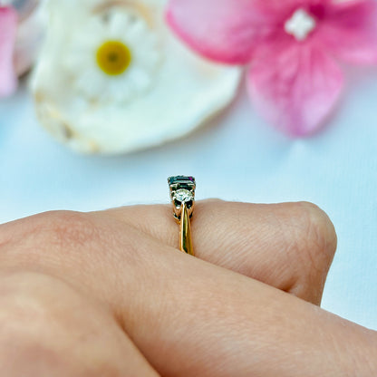 1976 Vintage Sapphire & Diamond Trilogy Ring