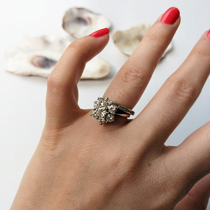 c1980's Vintage Diamond Floral Cluster Ring