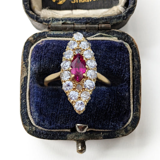 Vintage Ruby & Diamond Cluster Ring