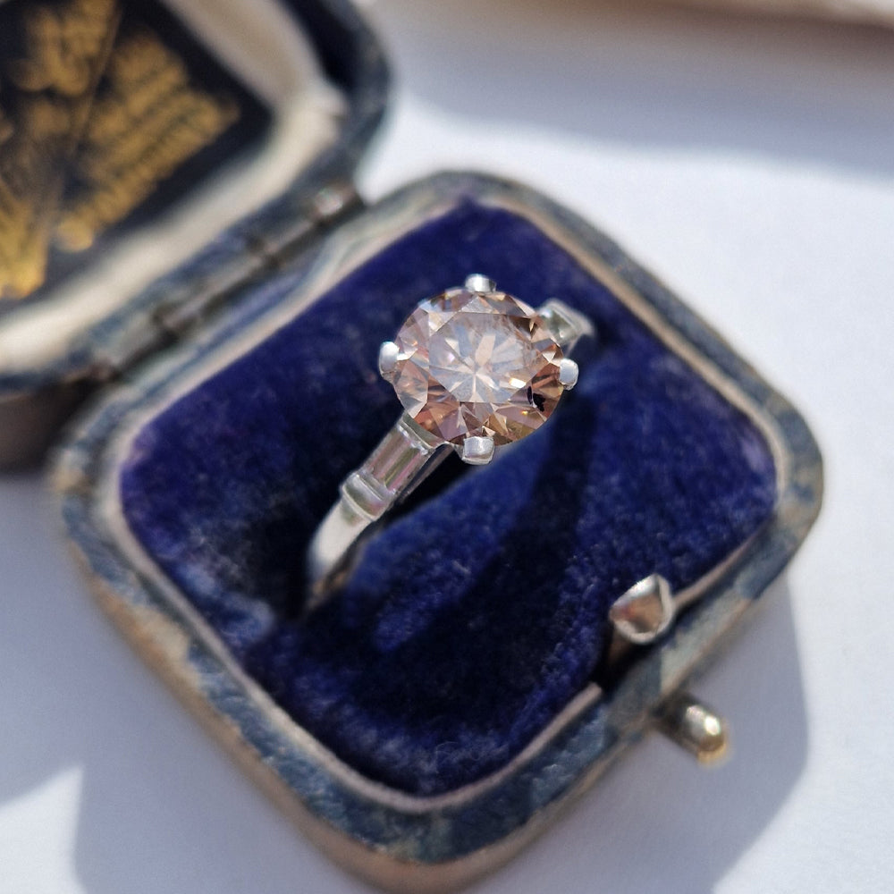 Vintage 1.68ct Tinted Diamond Solitaire Ring