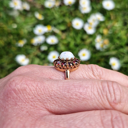 Vintage Opal & Garnet Cluster Ring