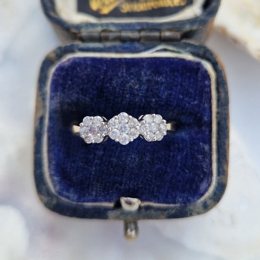Vintage Diamond Cluster Trilogy Ring