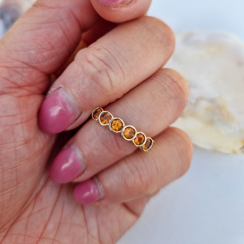 Golden Citrine Seven Stone Ring