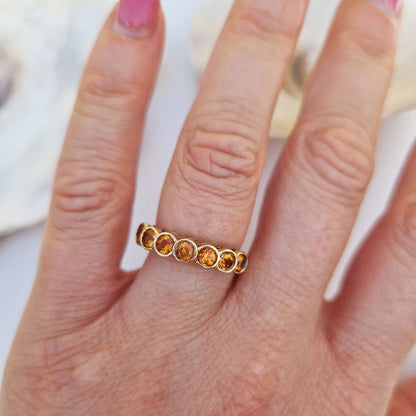 Golden Citrine Seven Stone Ring