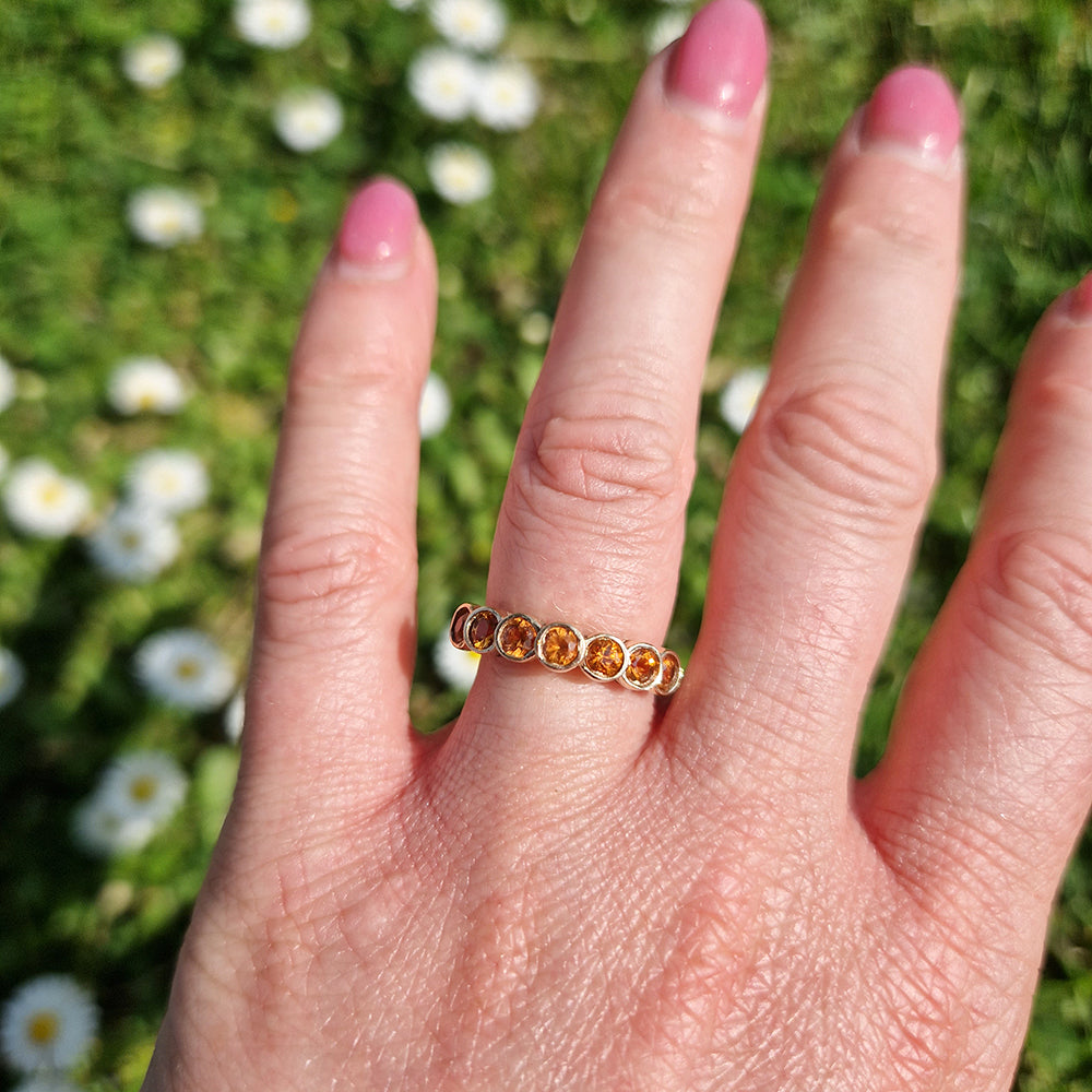 Golden Citrine Seven Stone Ring