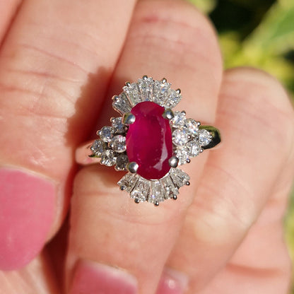 Vintage 1.15ct Ruby & Mixed Cut Diamond Cluster