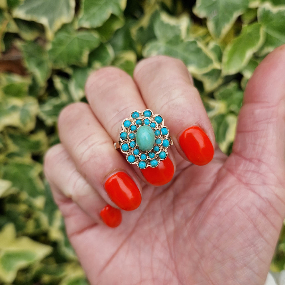 Vintage Turquoise Cluster Ring