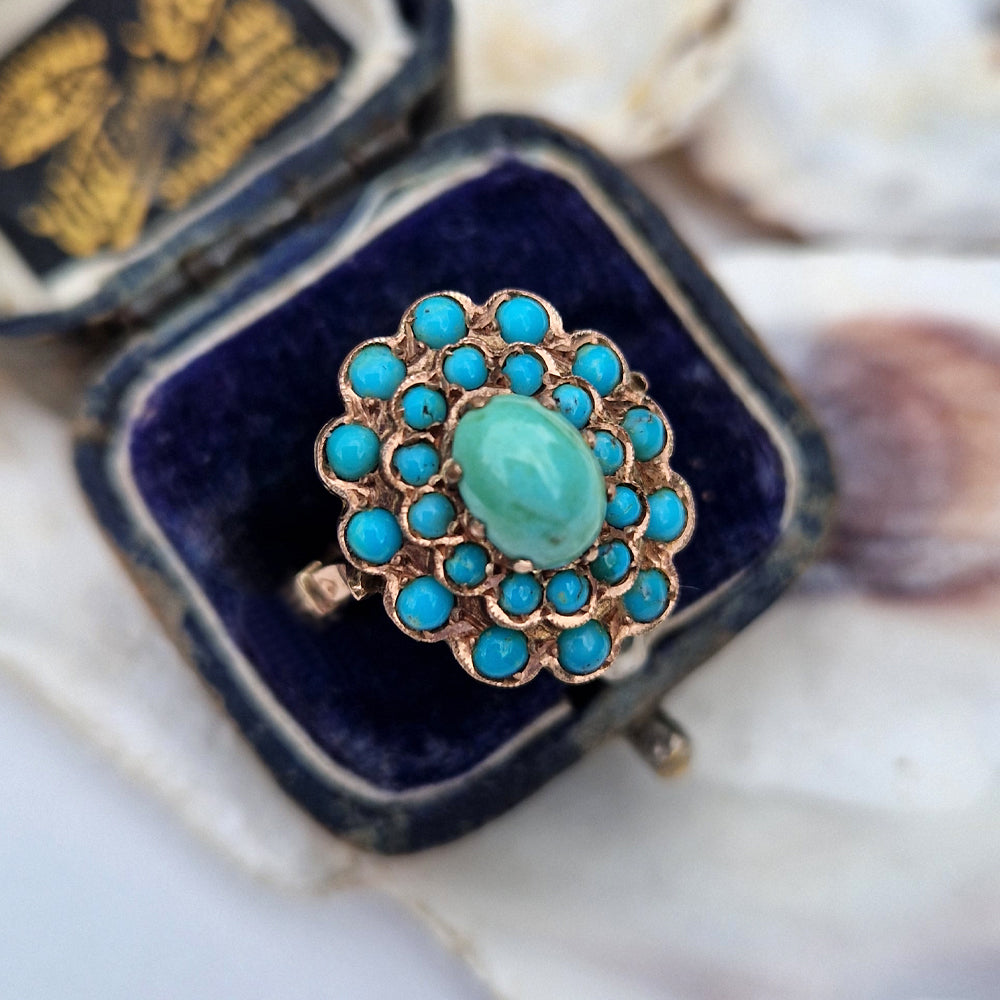 Vintage Turquoise Cluster Ring