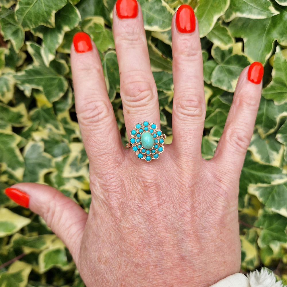 Vintage Turquoise Cluster Ring