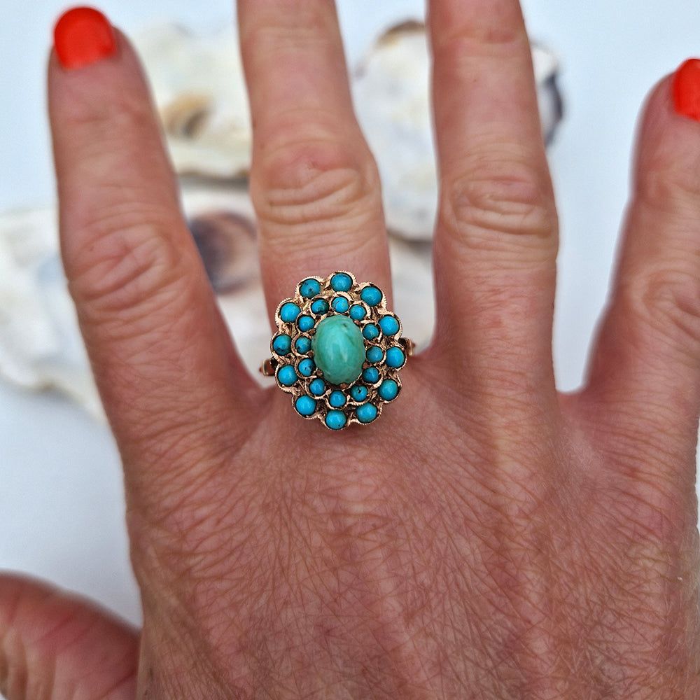 Vintage Turquoise Cluster Ring