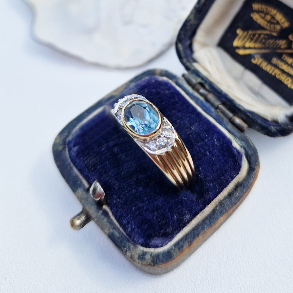 Vintage Topaz & Diamond Ring