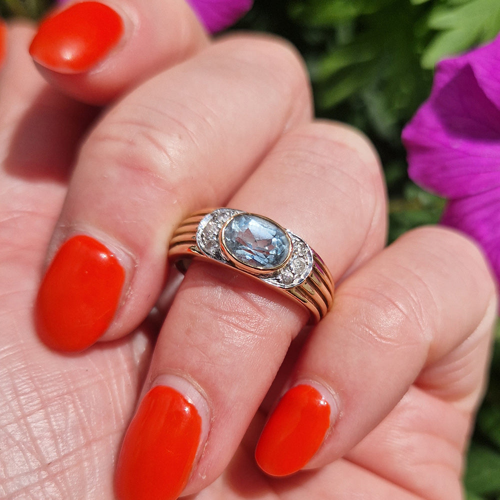 Vintage Topaz & Diamond Ring