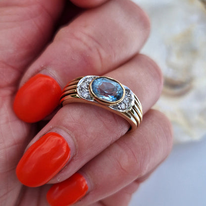 Vintage Topaz & Diamond Ring