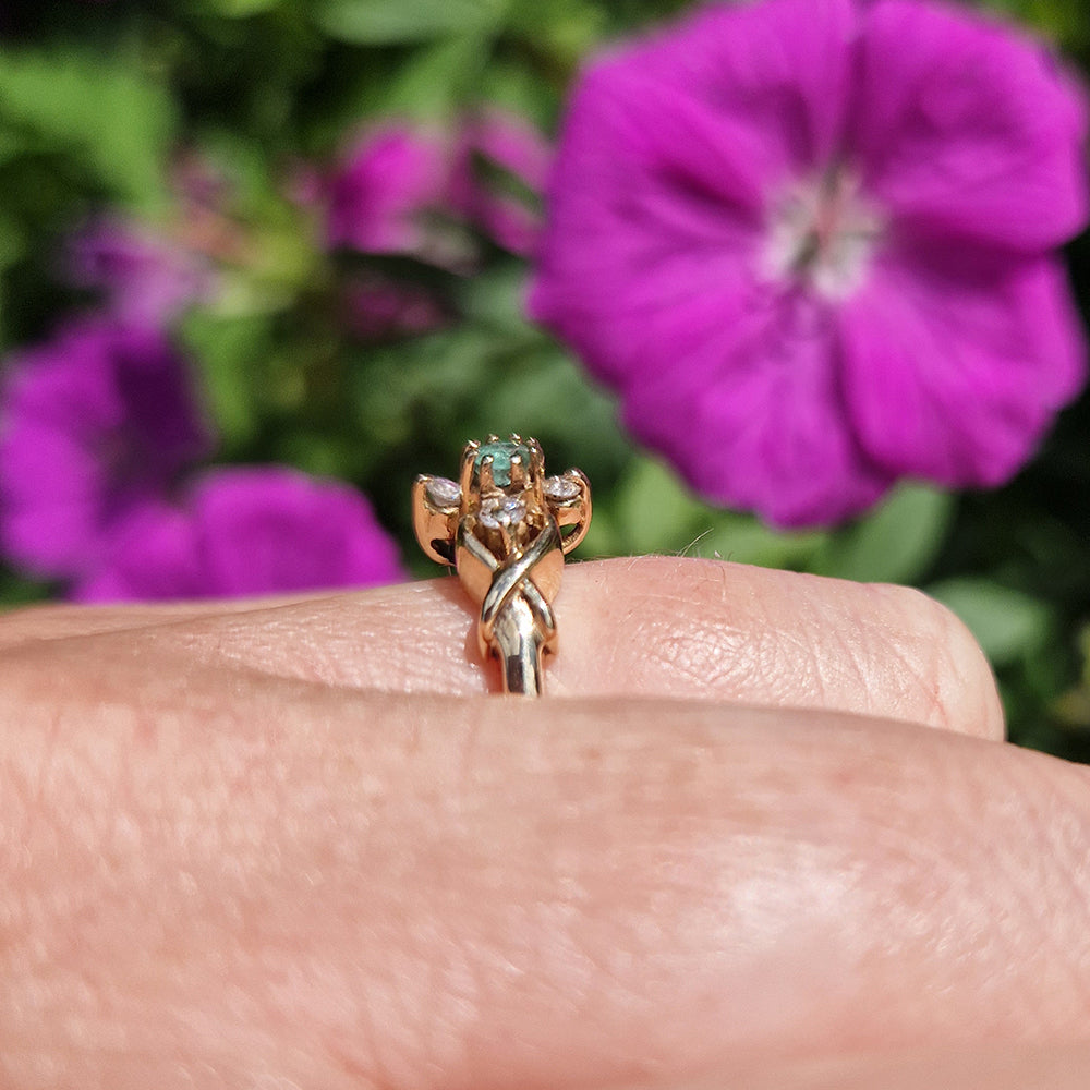 Vintage Emerald & Diamond Cluster Ring