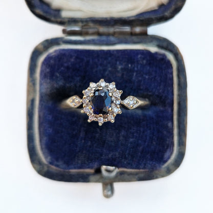 Vintage Sapphire & Diamond Cluster Ring