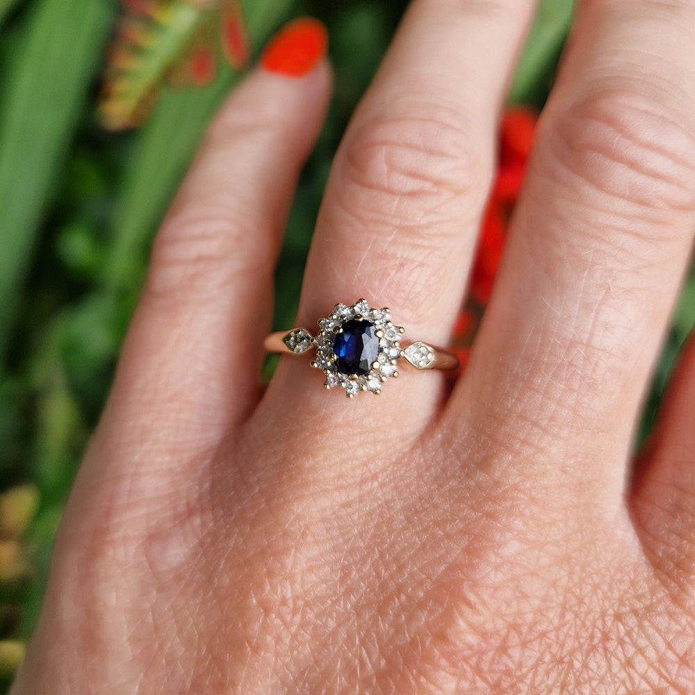 Vintage Sapphire & Diamond Cluster Ring