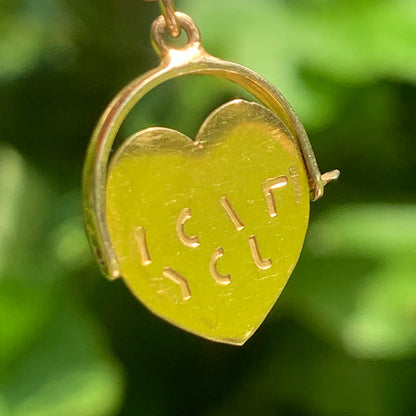 Vintage Gold 'I Love You' Spinning Pendant