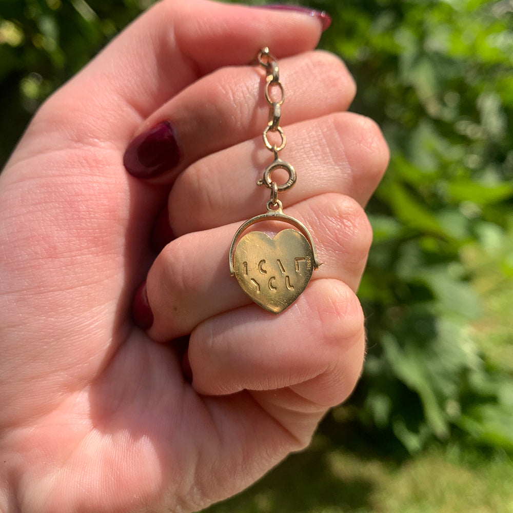 Vintage Gold 'I Love You' Spinning Pendant