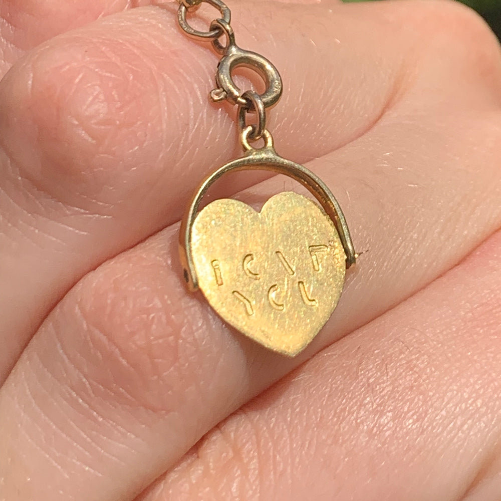 Vintage Gold 'I Love You' Spinning Pendant