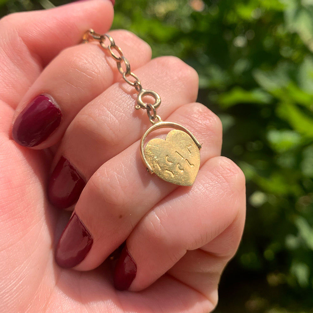 Vintage Gold 'I Love You' Spinning Pendant