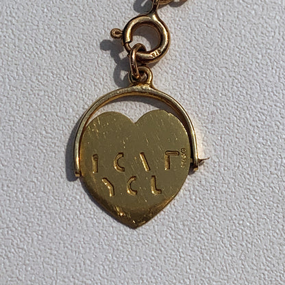 Vintage Gold 'I Love You' Spinning Pendant