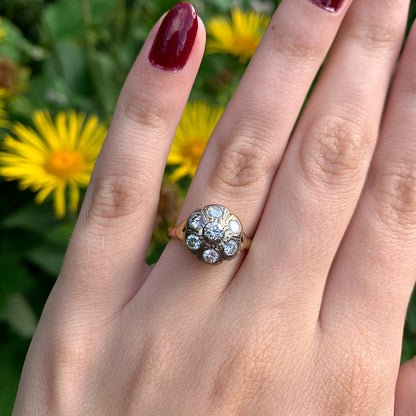 c1980's Vintage 0.80ct Diamond Floral Cluster Ring