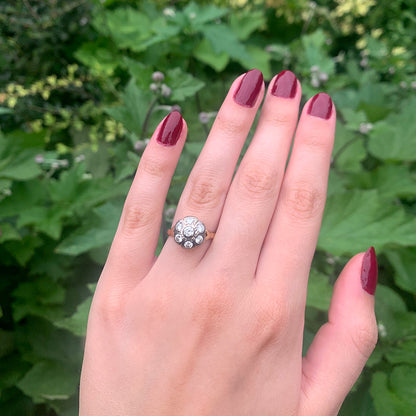 c1980's Vintage 0.80ct Diamond Floral Cluster Ring