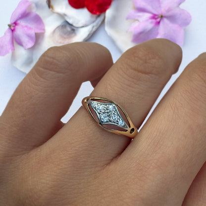 Antique Old European Cut Diamond Cluster Ring