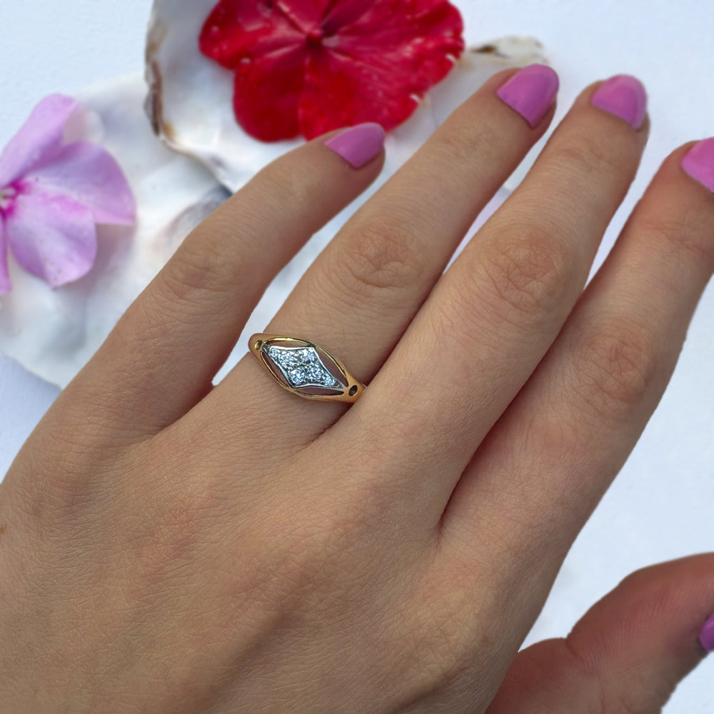 Antique Old European Cut Diamond Cluster Ring