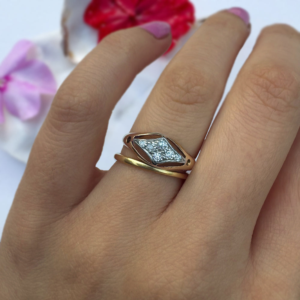 Antique Old European Cut Diamond Cluster Ring